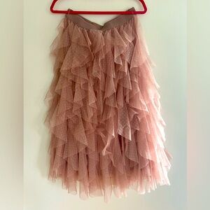 By Anthropologie The Cheri Ruffled Tulle Midi Skirt